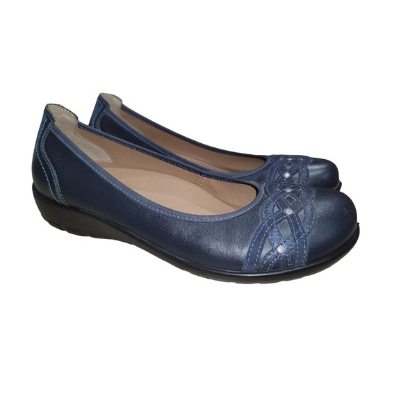 Umberto Raffini Shoes - Umberto Raffini Women's Blue Leather Comfort Flats Slip On Shoes Sz EU  39/ US 9